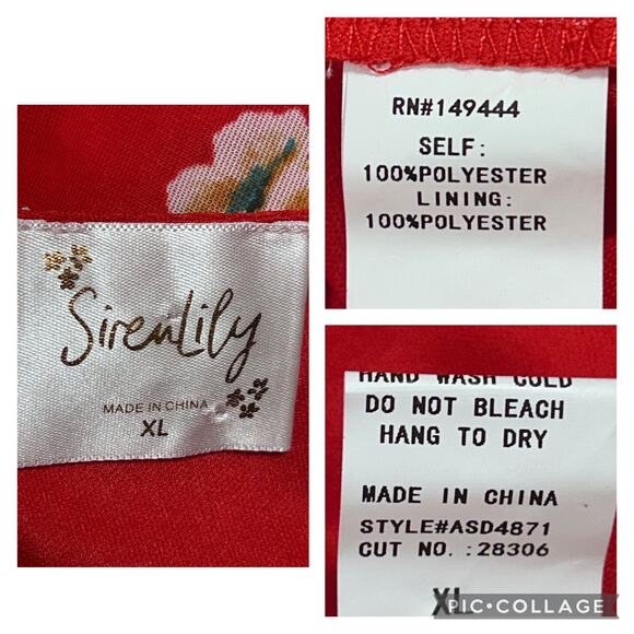 Siren Lily Red Floral Maxi Dress XL Mesh Lined Boho Prairie Peasant Cottagecore - Picture 9 of 9